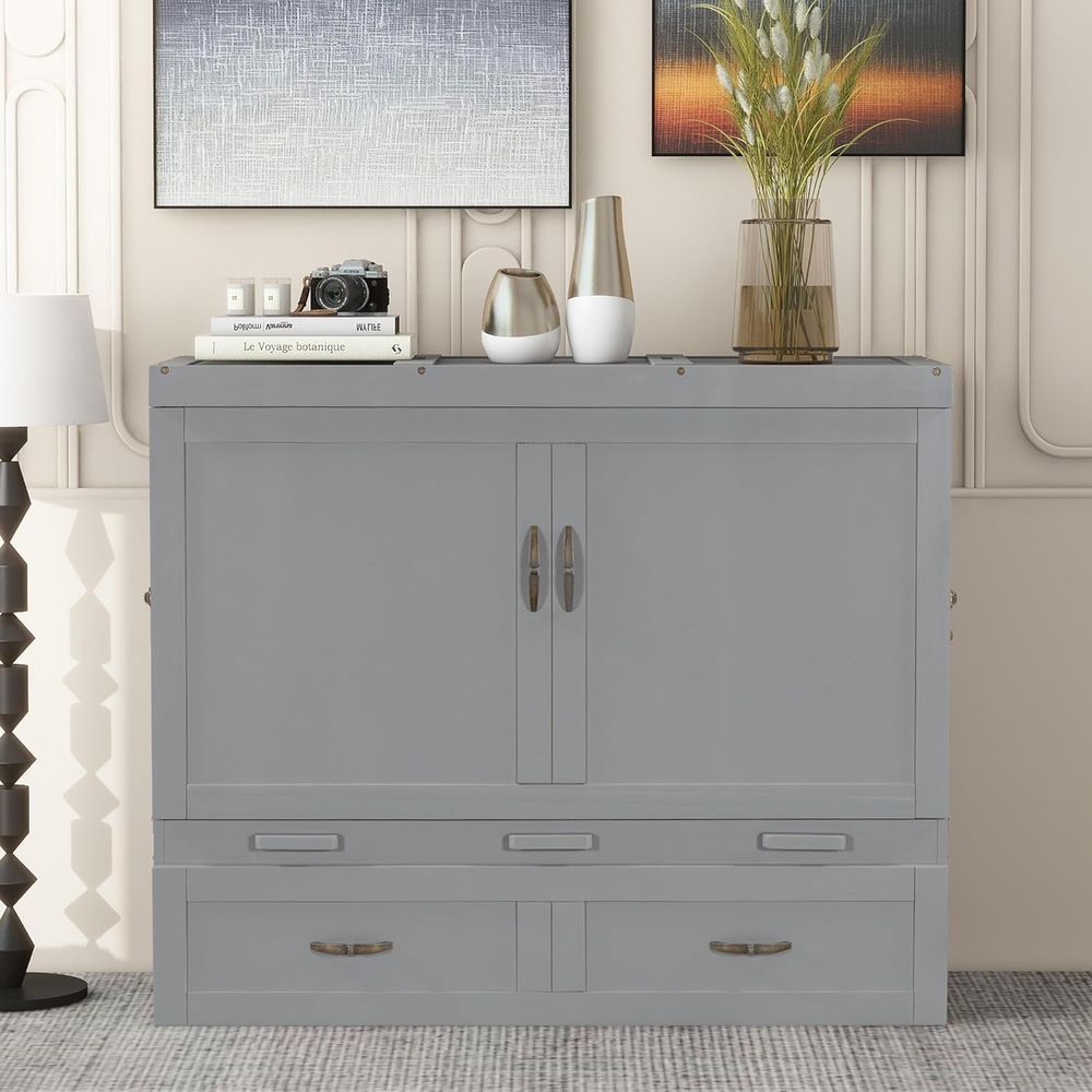 Office Storage Cabinet - Full Size Murphy Bed Wall Bed,