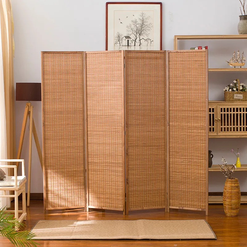 Room Divider Bamboo - Chinese Style Folding Screen Partition Solid