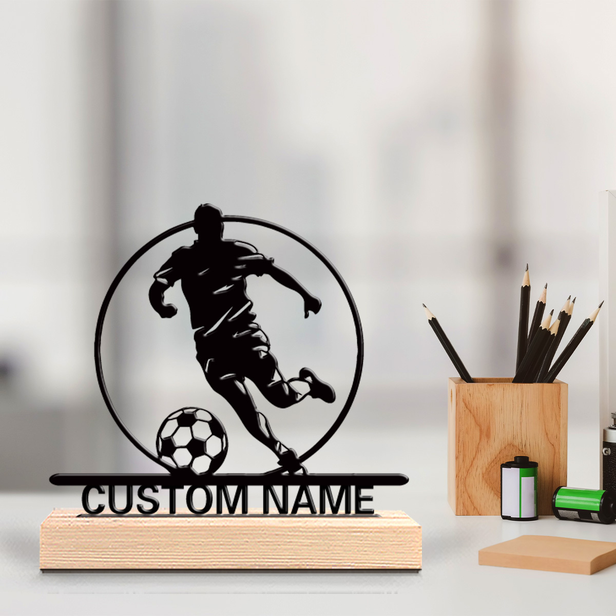 Office Furniture Design - Custom Soccer Player Metal Statue with