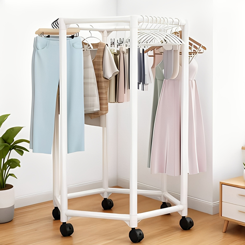 Hexagon Rotating Floor Clothes - Coat Rack Standing ulasan dan harga