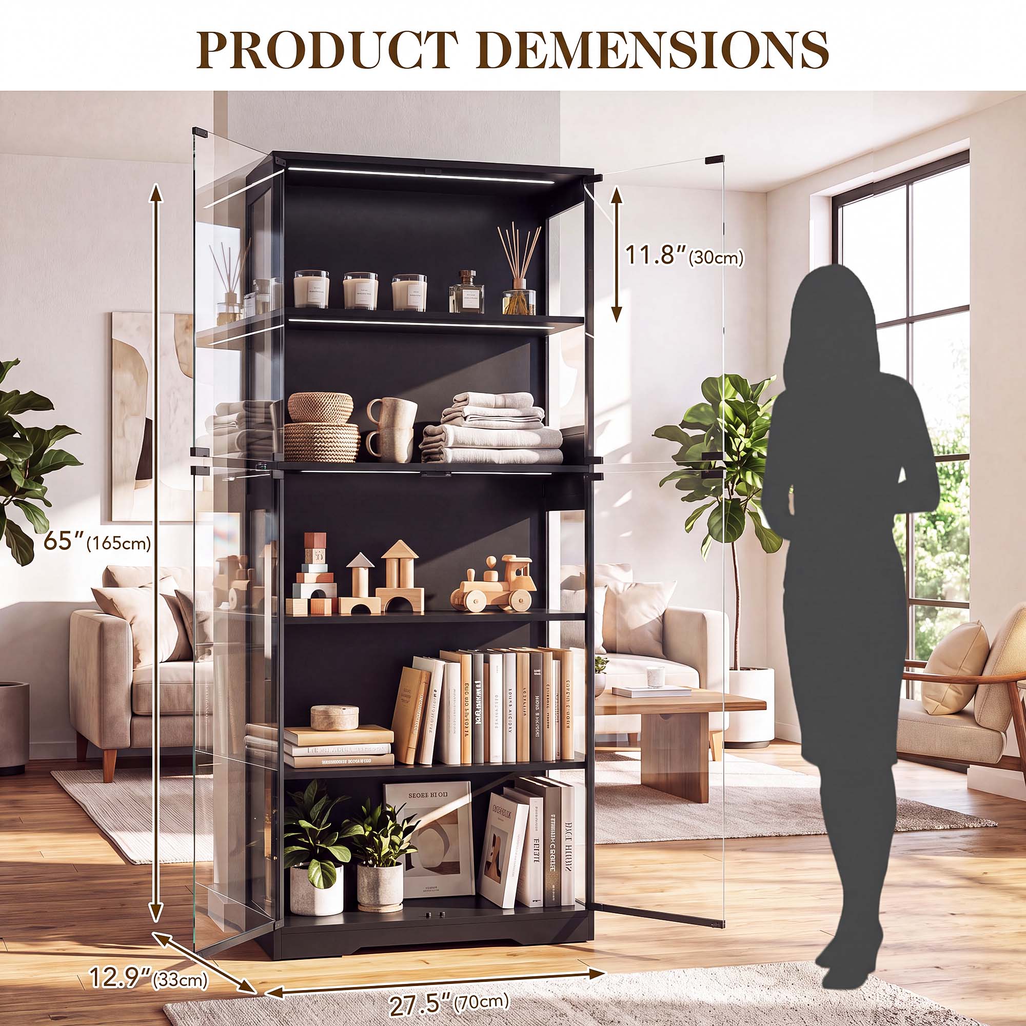 TCGBKAF 5‑Tier Display Cabinet - Office Storage Cabinet ulasan dan harga