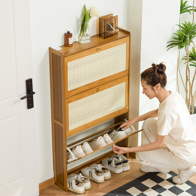 Household wooden shoe cabinet, - Room Divider Bamboo ulasan dan harga