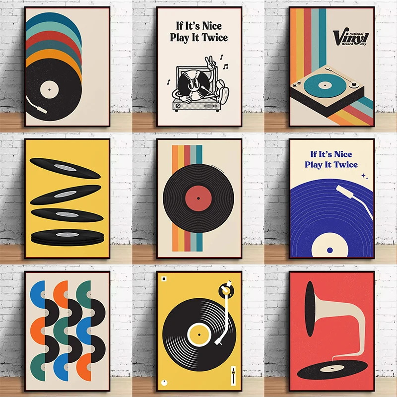 Mid Century Vinyl Record Canva - Office Furniture Design ulasan dan harga