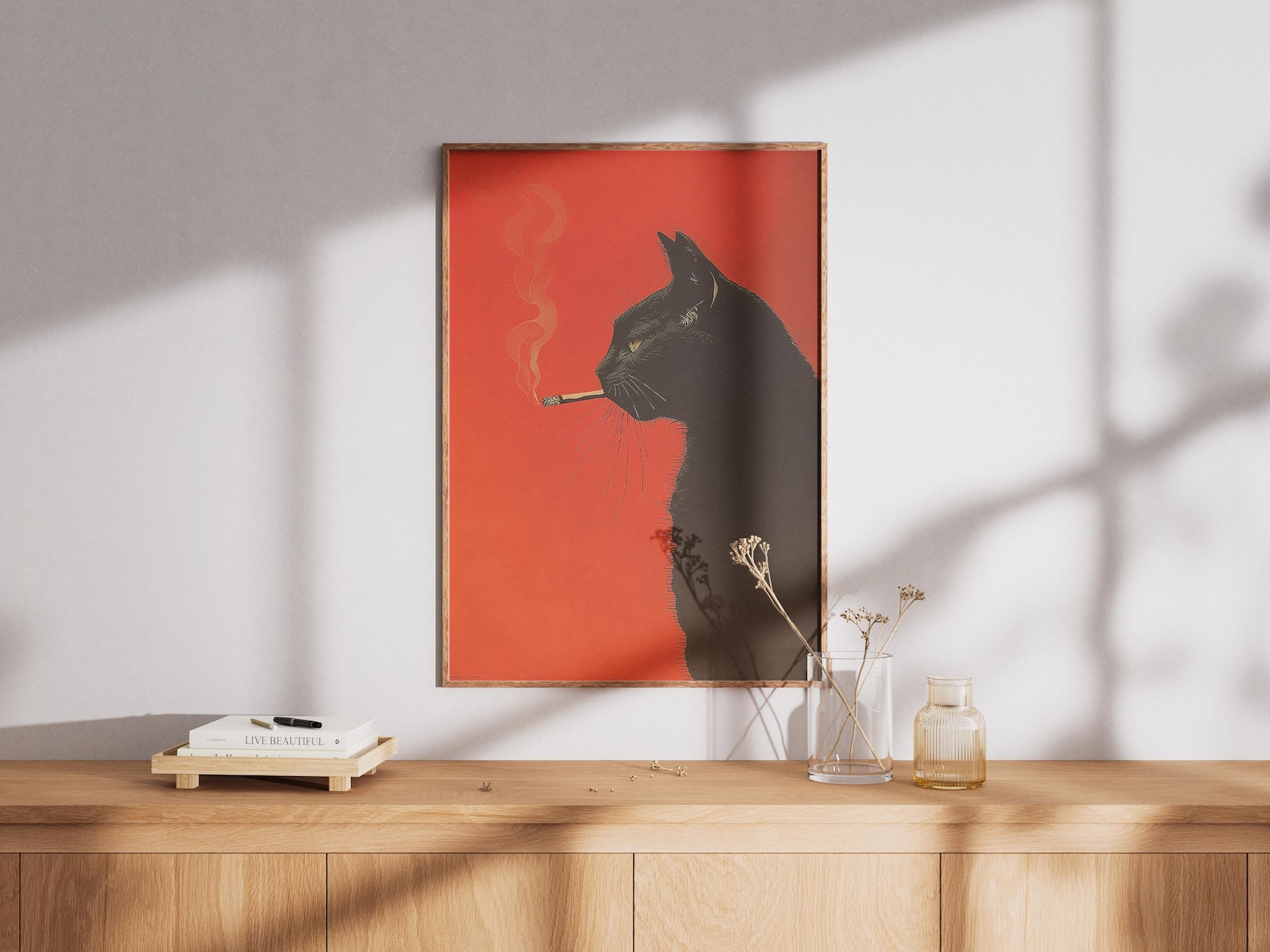Vintage Black Cat Smoking Canv - Office Furniture Design ulasan dan harga