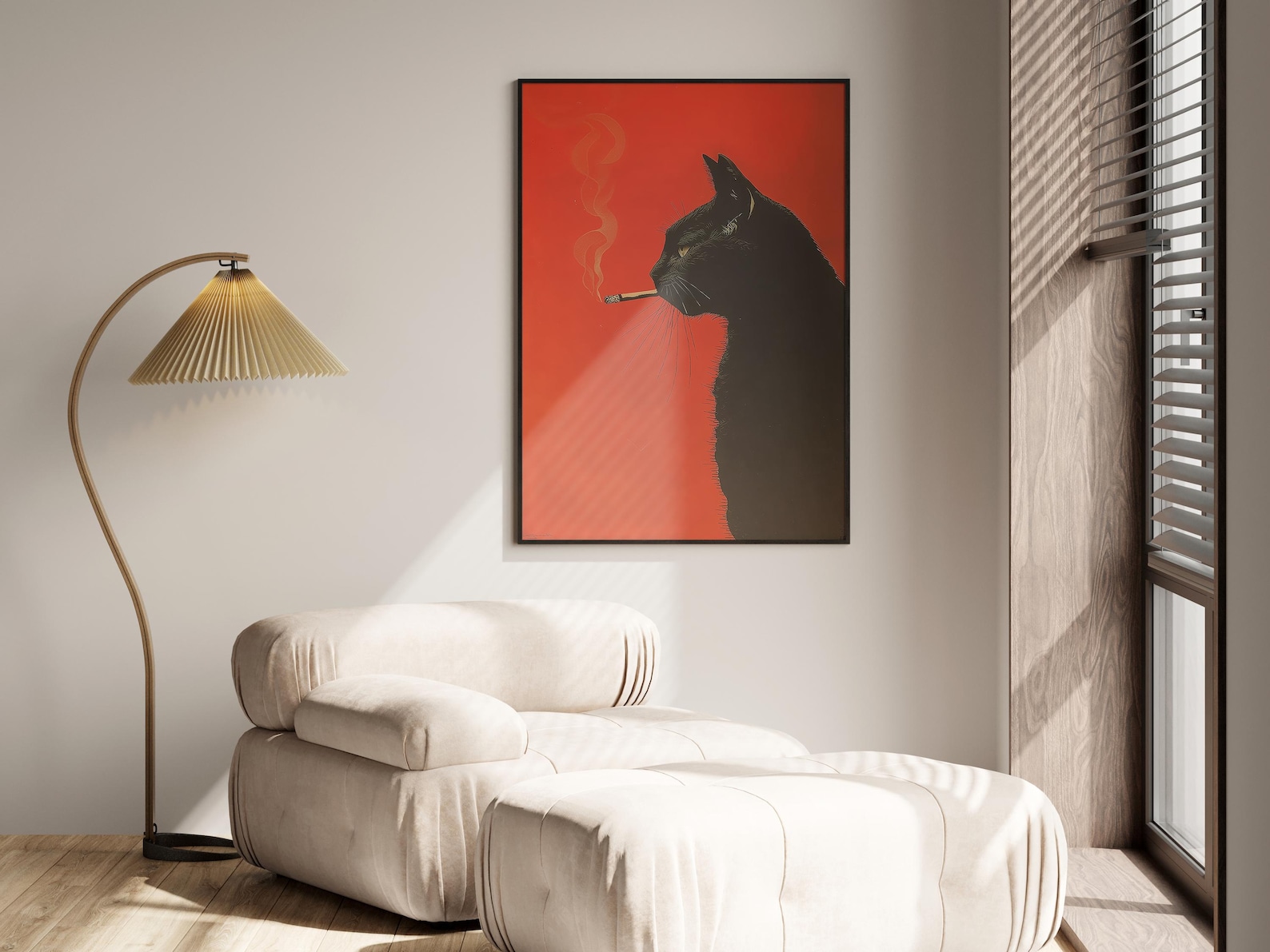 Vintage Black Cat Smoking Canv - Office Furniture Design ulasan dan harga