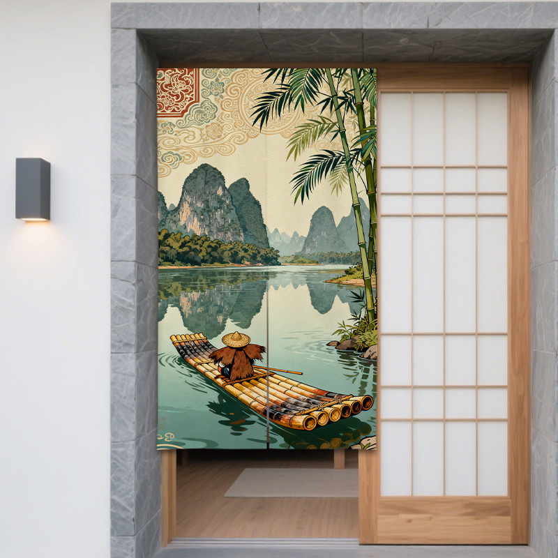 Oriental Chinese Landscape Roo - Room Divider Bamboo ulasan dan harga