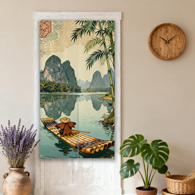 Oriental Chinese Landscape Roo - Room Divider Bamboo ulasan dan harga