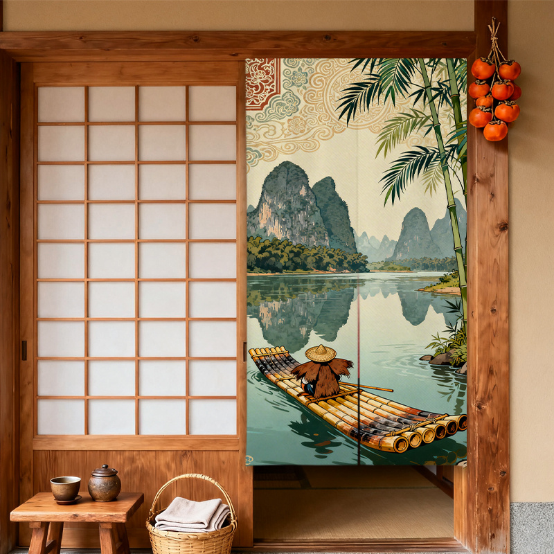 Oriental Chinese Landscape Roo - Room Divider Bamboo ulasan dan harga
