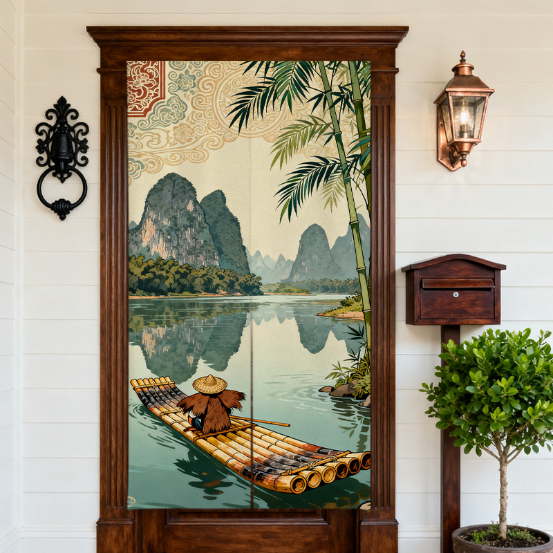 Oriental Chinese Landscape Roo - Room Divider Bamboo ulasan dan harga