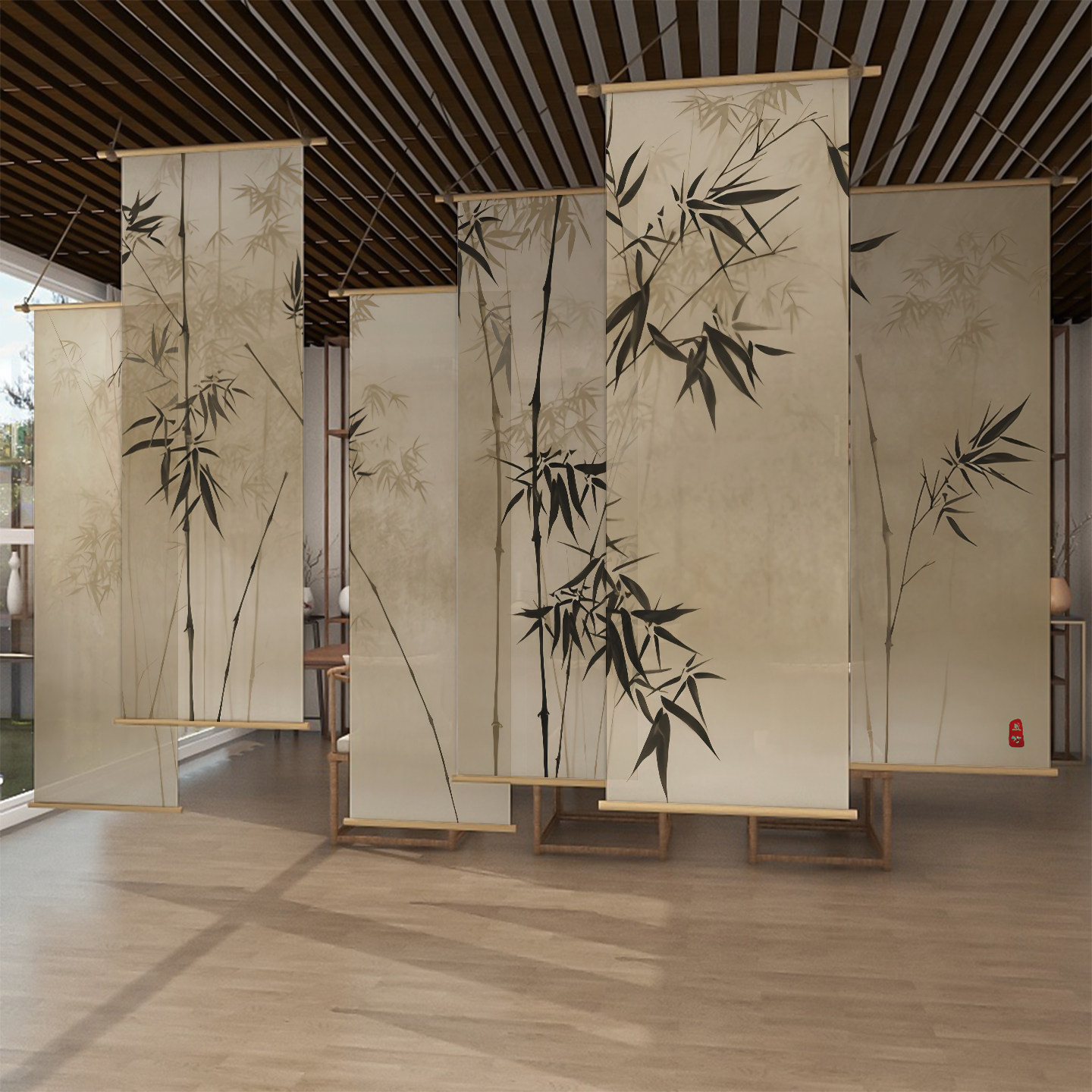 Hanging Room Divider Bamboo Ga - Room Divider Bamboo ulasan dan harga